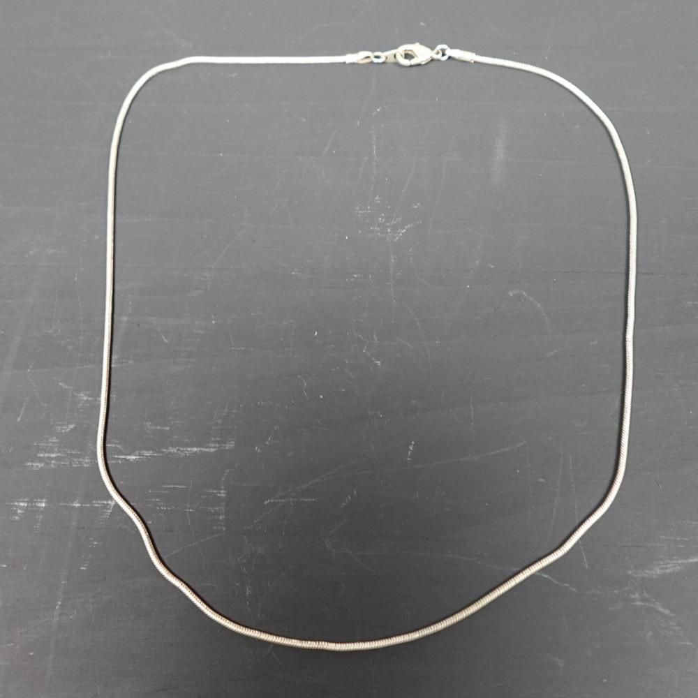 Silver Tone Snake Chain Necklace 18.5 Inch Lobster Clasp Minimalist Jewelry